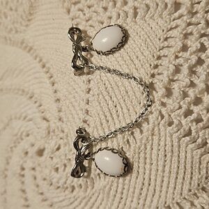 Faux Bakelite Silvertone Sweater Pin or Fur Pin